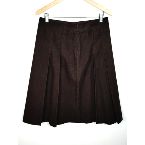 Jones New York Signature Chocolate Brown Pleated Corduroy Flare Western Skirt 8 - Picture 4 of 7